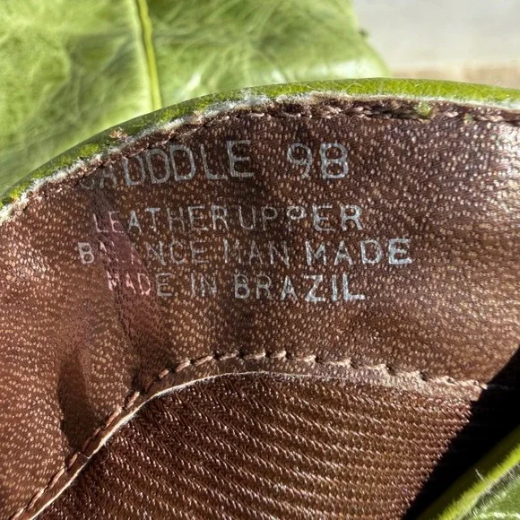 Steve Madden Saddle Green Leather Slouchy Western Cowboy Boots Womens 9B Brazil - Picture 13 of 13